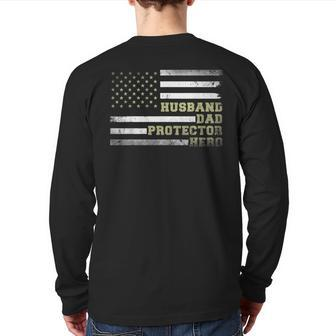 Dad Fathers Day First Time Best Husband Daddy Back Print Long Sleeve T-shirt | Mazezy