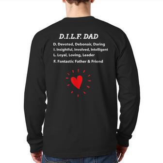 Dad Dilf Dad With Loving Message For Dad Back Print Long Sleeve T-shirt | Mazezy