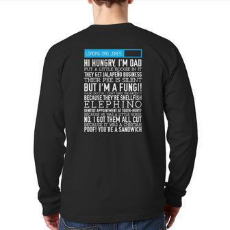 Dad Jokes Tee Father's Day Pun Back Print Long Sleeve T-shirt | Mazezy