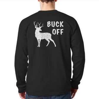 Deer Hunter Buck Off Father's Day Back Print Long Sleeve T-shirt | Mazezy