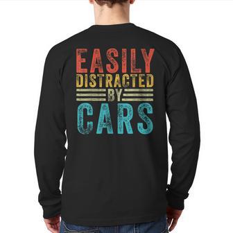 Easily Distracted By Cars Auto Mechanic Racing Car Back Print Long Sleeve T-shirt - Monsterry AU