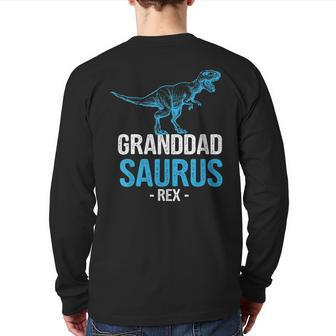 Father's Day For Grandpa Granddad Saurus Rex Back Print Long Sleeve T-shirt | Mazezy