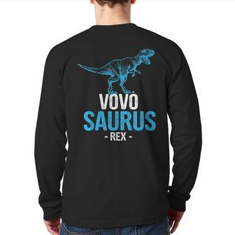 Father's Day For Grandpa Vovo Saurus Rex Back Print Long Sleeve T-shirt | Mazezy