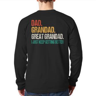 Fathers Day For Grandad Dad Grandad Great Grandad For Dad Back Print Long Sleeve T-shirt | Mazezy