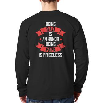 Father's Day Grandpa Being Papa Is Priceless Fun Back Print Long Sleeve T-shirt | Mazezy