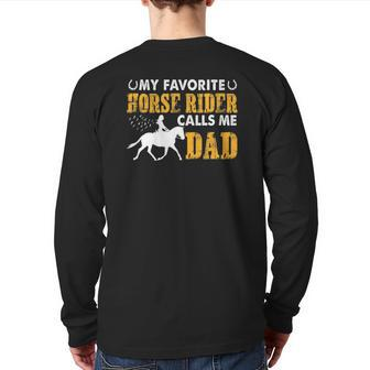 My Favorite Horse Rider Calls Me Dad Father's Day Back Print Long Sleeve T-shirt | Mazezy