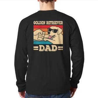 Golden Retriever Dad Dog Retro Back Print Long Sleeve T-shirt | Mazezy