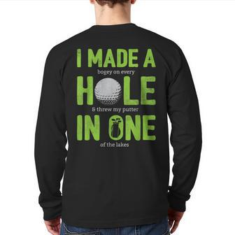 Golf Dad Men Hole In One Golf Gag Golf Player Back Print Long Sleeve T-shirt | Mazezy