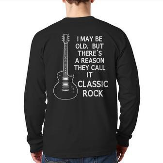 Guitar Guitarist Musician Rock Music Men Dad Back Print Long Sleeve T-shirt | Mazezy