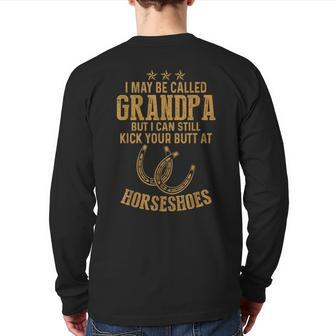 Horseshoes Grandpa Play Horseshoes Back Print Long Sleeve T-shirt | Mazezy