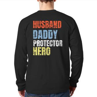 Husband Daddy Protector Hero Father Back Print Long Sleeve T-shirt | Mazezy DE