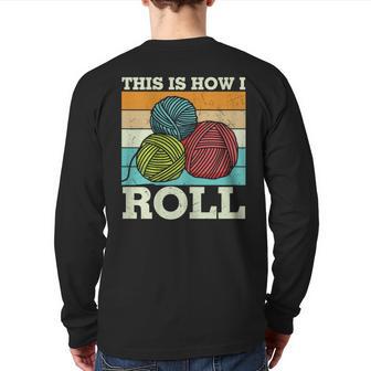 Knitting Crochet Yarn Vintage Graphic Plus Size Back Print Long Sleeve T-shirt - Monsterry AU