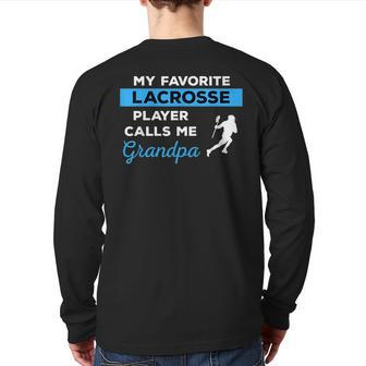 Lacrosse Grandpa Goalie Player Sports Team Back Print Long Sleeve T-shirt | Mazezy