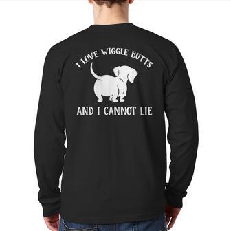 I Love Dachshund Wiggle Butt Apparel Puppy Dog Owners Back Print Long Sleeve T-shirt - Monsterry DE