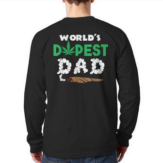 Marijuana Leaf World's Dopest Dad Weed Cannabis Back Print Long Sleeve T-shirt | Mazezy