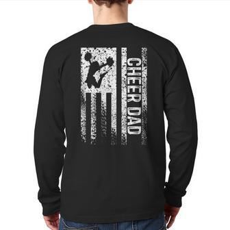 Mens Cheer Dad Vintage American Flag Father Back Print Long Sleeve T-shirt | Mazezy