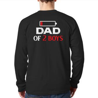 Mens Dad Of 2 Boys Best Cool Father's Day For Dad Back Print Long Sleeve T-shirt | Mazezy