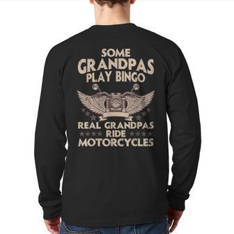 Motorcycle For Grandpa Men Biker Motorcycle Rider Back Print Long Sleeve T-shirt | Mazezy