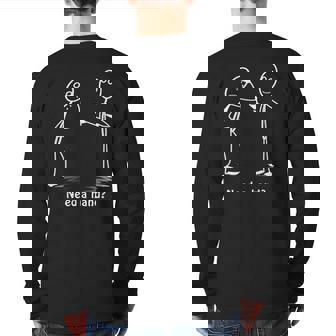 Need A Hand Stickman Costume Stick Figure Back Print Long Sleeve T-shirt - Monsterry
