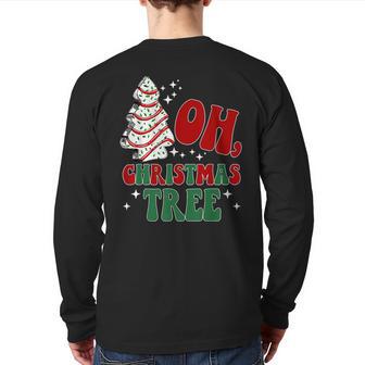 Oh Christmas Tree Cakes Debbie Christmas Retro Back Print Long Sleeve T-shirt - Monsterry