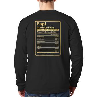 Papi Nutrition Facts Father's Day Papi Back Print Long Sleeve T-shirt | Mazezy
