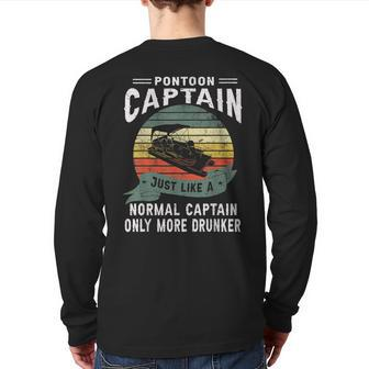 Pontoon Captain Boat Lake Boating For Dad Back Print Long Sleeve T-shirt | Mazezy
