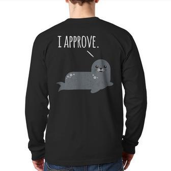 Pun Seal Of Approval Back Print Long Sleeve T-shirt - Monsterry