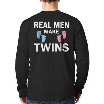 Real Men Make Twins Father's Day New Dad Daddy Back Print Long Sleeve T-shirt | Mazezy