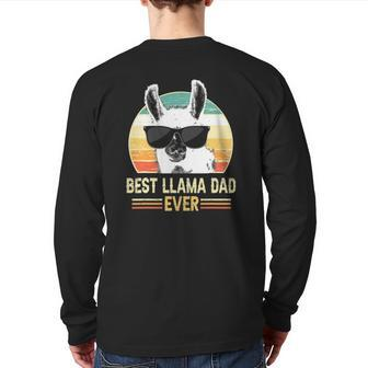 Retro Best Llama Dad Ever Tee Alpaca With Sunglasses Back Print Long Sleeve T-shirt | Mazezy