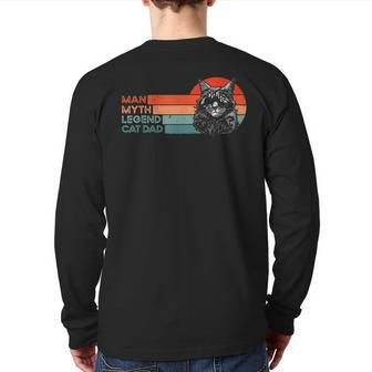 Retro Cat Saying & Best Cat Dad Ever Back Print Long Sleeve T-shirt | Mazezy