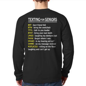 Senior Citizen's Texting Code T For Grandpa Back Print Long Sleeve T-shirt | Mazezy