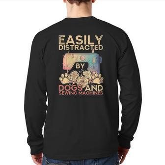 Sewer Dog Lover Seamstress Sewing Machine Sewing Back Print Long Sleeve T-shirt | Mazezy