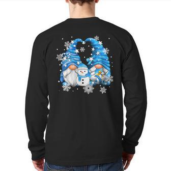 Snowman Gnomies With Snowflakes Cute Winter Gnome Back Print Long Sleeve T-shirt - Thegiftio UK