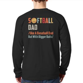 Softball Baseball Dad Back Print Long Sleeve T-shirt | Mazezy