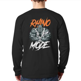 Strong Rhino With Big Biceps Rhino Mode For Gym Lover Back Print Long Sleeve T-shirt | Mazezy