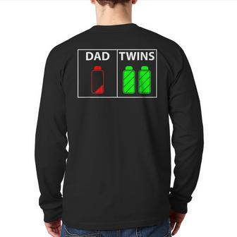 Twin Dad Low Battery Power Twins Father's Day Back Print Long Sleeve T-shirt | Mazezy DE