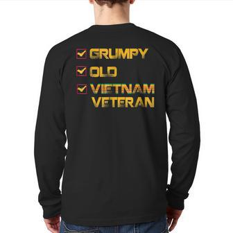 Veteran Grumpy Old Vietnam Veteran Back Print Long Sleeve T-shirt | Mazezy