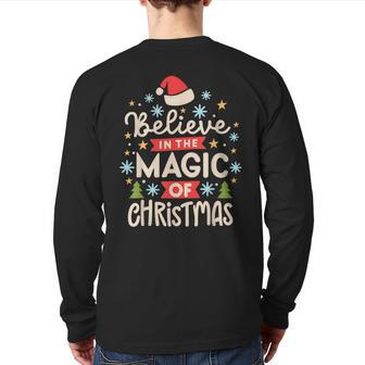 Vintage Believe In The Magic Of Christmas Back Print Long Sleeve T-shirt - Seseable
