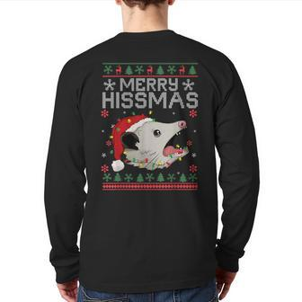 Xmas Merry Hissmas Possum Lovers Opossum Christmas Back Print Long Sleeve T-shirt - Seseable