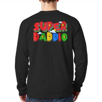 Gamer Dad Super Daddio Father's Day From Kids Back Print Long Sleeve T-shirt | Mazezy
