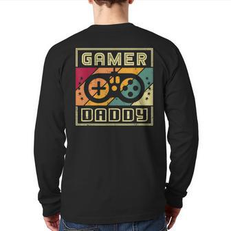 Gamer Daddy First Time Father New Dad Retro Video Games Back Print Long Sleeve T-shirt | Mazezy
