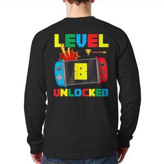 Gamer It's My 8Th Birthday Level 8 Unlocked Video Gaming Back Print Long Sleeve T-shirt - Monsterry AU