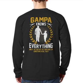 Gampa Know Everything Fathers Day Gampa Grandpa Back Print Long Sleeve T-shirt | Mazezy