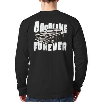 Gasoline Forever Gas Cars Vintage Muscle Car Cars Back Print Long Sleeve T-shirt | Mazezy