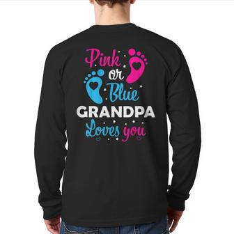 Gender Reveal Grandpa Grandfather Family Back Print Long Sleeve T-shirt | Mazezy