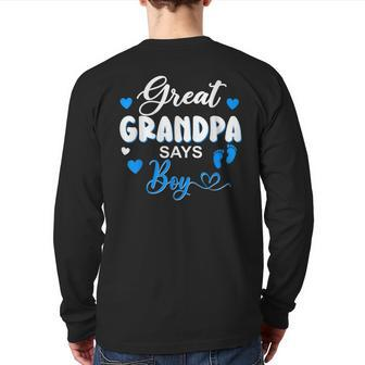 Gender Reveal Great Grandpa Says Boy Matching Family Baby Back Print Long Sleeve T-shirt | Mazezy AU