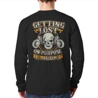 Getting Lost On Purpose Again Skull Biker Motorcycle Back Print Long Sleeve T-shirt - Monsterry AU