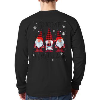 Gnome For The Holidays Buffalo Plaid 3 Gnomes Christmas Xmas Back Print Long Sleeve T-shirt - Monsterry AU