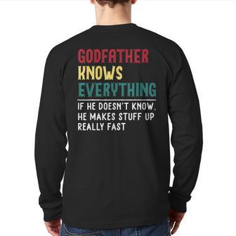 Godfather Know Everything Fathers Day For Grandpa Boom Back Print Long Sleeve T-shirt | Mazezy