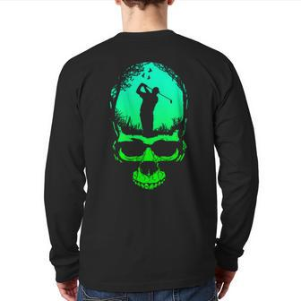 Golf Gothic Golfer Dad Skeleton Green Sunset S Back Print Long Sleeve T-shirt | Mazezy UK